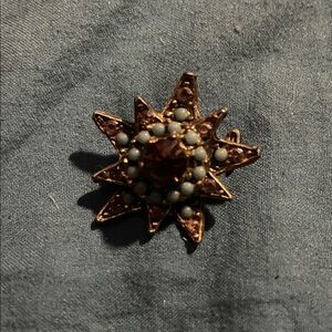 Starburst Brooch with Red and Gold Accents
